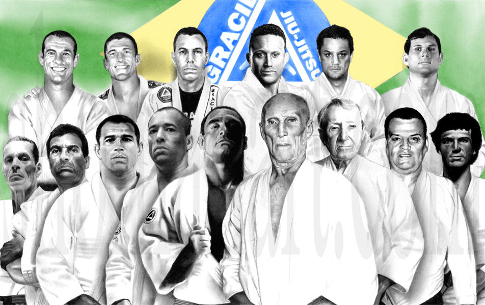 Famille Gracie pratiquant le Jiu-Jitsu